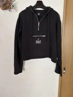 agnes b/EVERLAST コラボ　ブラック クロップドパーカー　Lサイズ