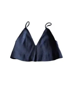 H&M ダークブルー リブ編みビスチェ M