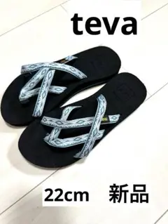 【新品★未使用】teva テバ サンダル 22cm ブラック/ブルー　アジアン柄