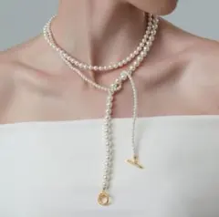 ロング パールネックレス 結婚式 2連 3連 Y字 冠婚葬祭 自由 韓国 上品