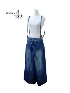 antiqua　アンティカ　サスペンダー　デニム　サロペット　ラップ　スカート