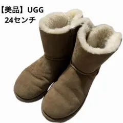 美品　UGG アグ　ブラウン ムートンブーツ スエード　24cm 後ろリボン　冬