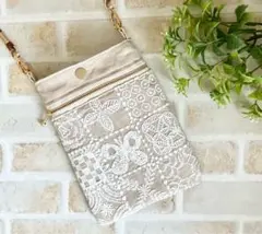 ハンドメイド　ミナポルホネン　スマホ　スマホショルダー　forest tile