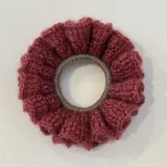 ボルドー×ブラウン フリルシュシュ ハンドメイド 毛糸 かぎ針編み 編み物