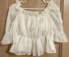 オフショルダー シースルーシャツ