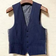 【美品】SUIT SELECT スーツベストジレ　ネイビーペンストライプ　Y5