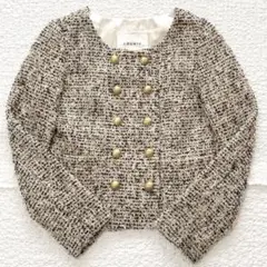 ウール ノーカラー ジャケット