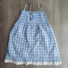 キャミワンピース　ギンガムチェック　ラインストーン　サマードレス
