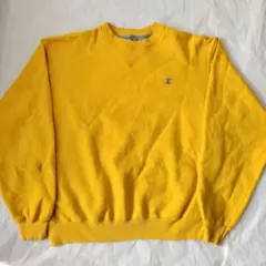 champion チャンピオン スウェットトレーナー 古着 刺繍ロゴ無地イエロー