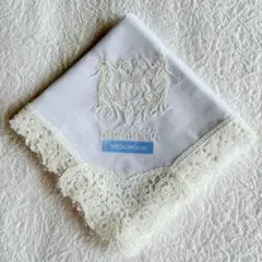 【未使用】WEDGWOODハンカチ 刺しゅう レースハンカチ ウェディング 女神