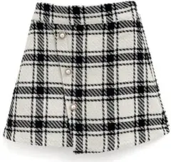 GRLグレイル インパン裏地付きツイードラップ風ミニスカート[nh178] S