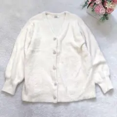 イング ふわふわニットカーディガン トップス アウター シャギー シンプル 無地