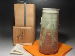 Ｓ１５２　水指　『美濃焼』『矢田正炎造』『志野水指』　共箱　茶道具 S152 水指 『美濃焼』『矢田正炎造』『志野水指』 共箱 茶道具