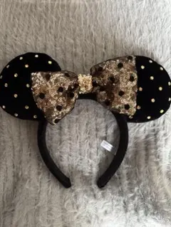 ミニーマウス風カチューシャ 黒と金