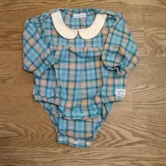 conoco バースデイ チェック柄 襟付きロンパース　70cm