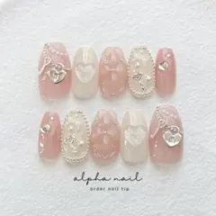 ネイルチップ オーダー ちゅるん フレンチガーリー ワンホン 韓国 量産