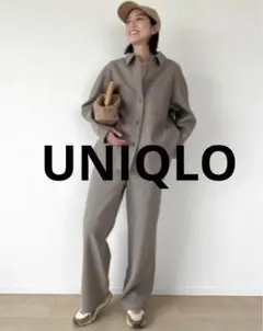 ユニクロ ブラッシュドジャージーセットアップ ベージュ