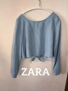 ZARA ベーシック デニムクチュール クロップドカーディガン 青 S 訳あり