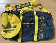 adidas ドラム缶バッグ　ボストンバッグ ネイビー/黄　ヴィンテージ