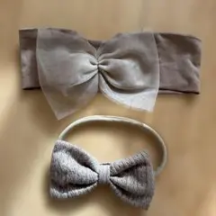 ベビーヘアバンド　茶色リボン２点
