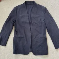 UNITED ARROWS ノーカラージャケット 38 ネイビー