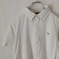 ラコステ　ポロシャツ　半袖　ホワイト　ロゴ