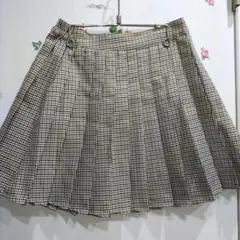 C-2 WEGO ベージュ系チェック柄ミニプリーツスカート　コスプレ、イベント