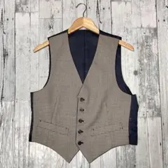 千鳥柄 ブラック ウール リバーシブル ベスト M相当 AB4 ジャケット