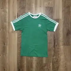 【好配色 】adidas リンガーT 緑×白 半袖　スリーストライプス