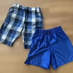 男の子　半ズボン 2点セット 130cm 青　チェック　ハーフパンツ　短パン