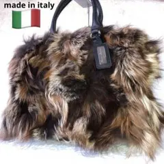 極美品 リアルファー バッグ ボストンバッグ 旅行 大容量 イタリア製