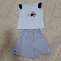 ファミリア　セット　チュール　サッカー生地　キュロット　パンツ　ブラウス