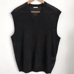 GU ウォッシャブルメッシュニットベスト　黒