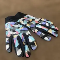 最終価格◎スノボー手袋 カラフル幾何学模様 グローブ Snowboard 指先