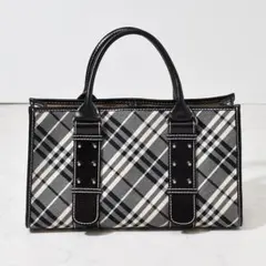 y2k バーバリーブルーレーベル ノバチェック レザー トートバッグ スクエア