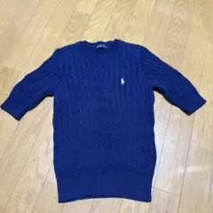 【美品】Ralph Lauren ネイビー 半袖セーター レディースL