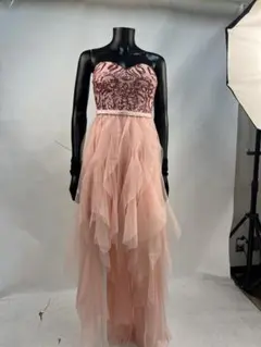 ストラップレスビーズ刺繍ロングドレス