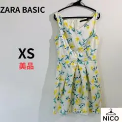 ZARA BASIC 花柄ワンピース XS コットン 白 黄色 ボタニカルのサムネイル