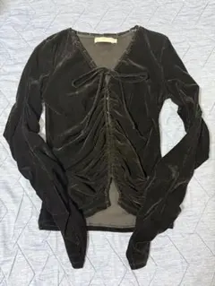 moussy ブラック　VELOURカーディガン