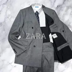 極美品 ZARA セットアップ スーツ ダブル グレンチェック アシンメトリー
