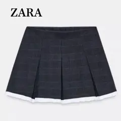 美品✨️完売品 ZARA ボックスプリーツコントラストフリルスコート　XS