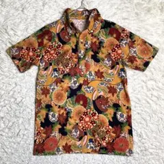 極美品✨EVISU ポロシャツ 和柄 花柄 日本製 綿 メンズ かもめ 派手 Mのサムネイル