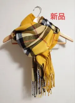 チェック柄 イエロー マフラー
