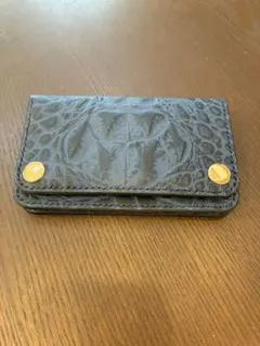 クロコ型押し ミドルトラッカーウォレット ブラック 真鍮 ハンドメイド