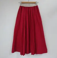 オニールオブダブリン ウール プリーツ入り ロングスカート アイルランド製 赤