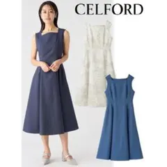 CELFORD スカラカラーノースリーブワンピース
