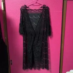 黒総レース　七分丈カーディガン　しまむら　大きいサイズ　LL