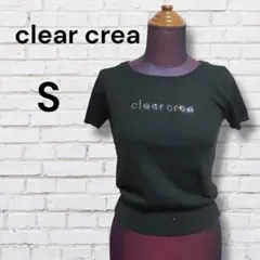 クリアクレア　半袖 ニット ラインストーン 黒　S 上品　大人カジュアルのサムネイル