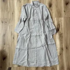 無印良品 婦人 リネン 洗いざらし長袖シャツワンピース 婦人XL・ベージュ