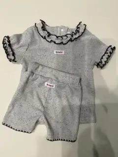 新品タグ付＆mignon フリル襟 半袖トップス90 パンツ　80 セットアップ